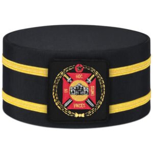 KNIGHTS TEMPLAR COMMANDERY CROWN CAP - SQUARE BLACK PATCH WITH DOUBLE BRAID
